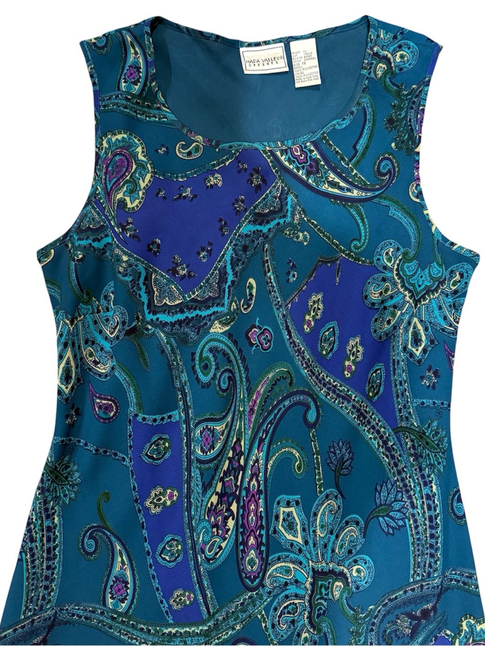 Napa Valley Dress Womens 12 Blue Paisley Maxi Vintage 90s Whimsigothic